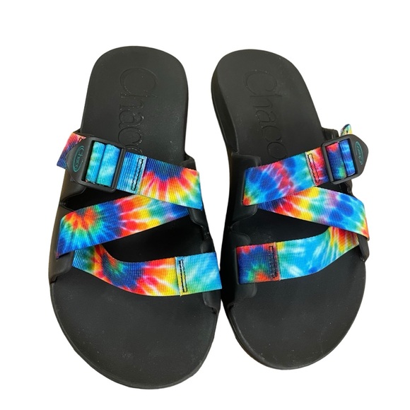 Chaco Chillos tie dye slip on slide sandals 10 - Picture 2 of 11